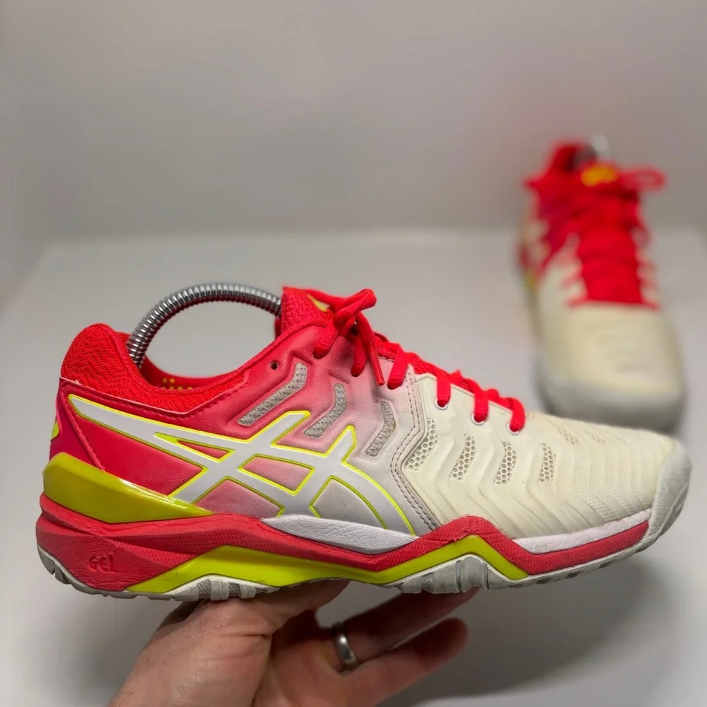 ASICS Gel-Resolution 7 Women’s 9.5 Tennis Shoes Red Pink White Athletic Sneakers - Picture 11 of 13